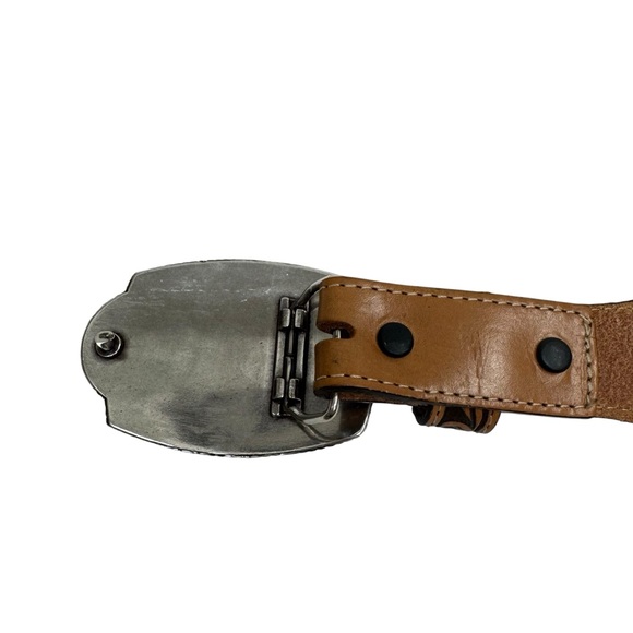 Tony Lama Kids Rodeo Champion Tooled Leather Western Belt USA Size 28 Top Grain - Picture 7 of 10